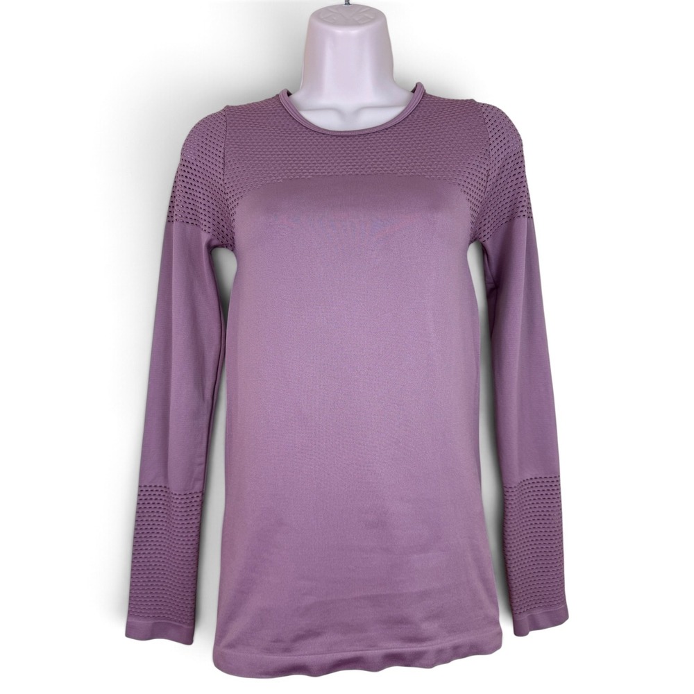 Fabletics Musetta Seamless Long Sleeve Top Mauve Purple Mesh XS Athletic